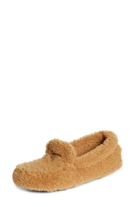 Prada Genuine Shearling Driving Shoe in Caramel at Nordstrom